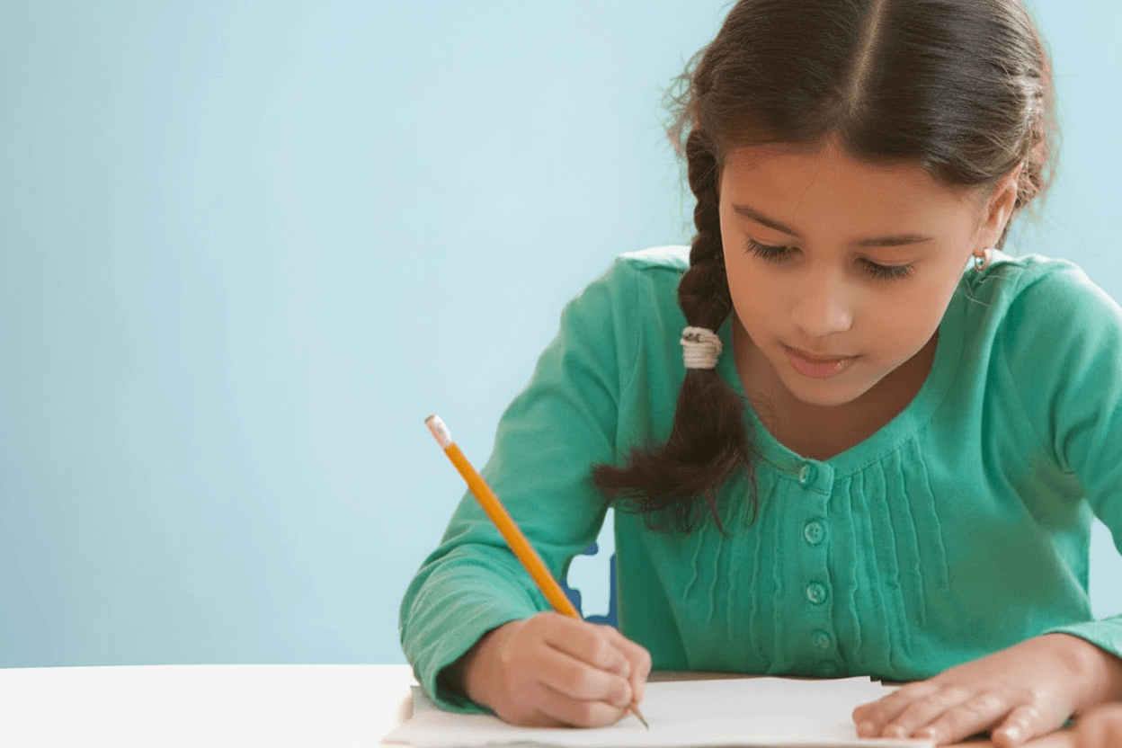 Child practising writing — get in touch with Soundality about Sounds-Write training