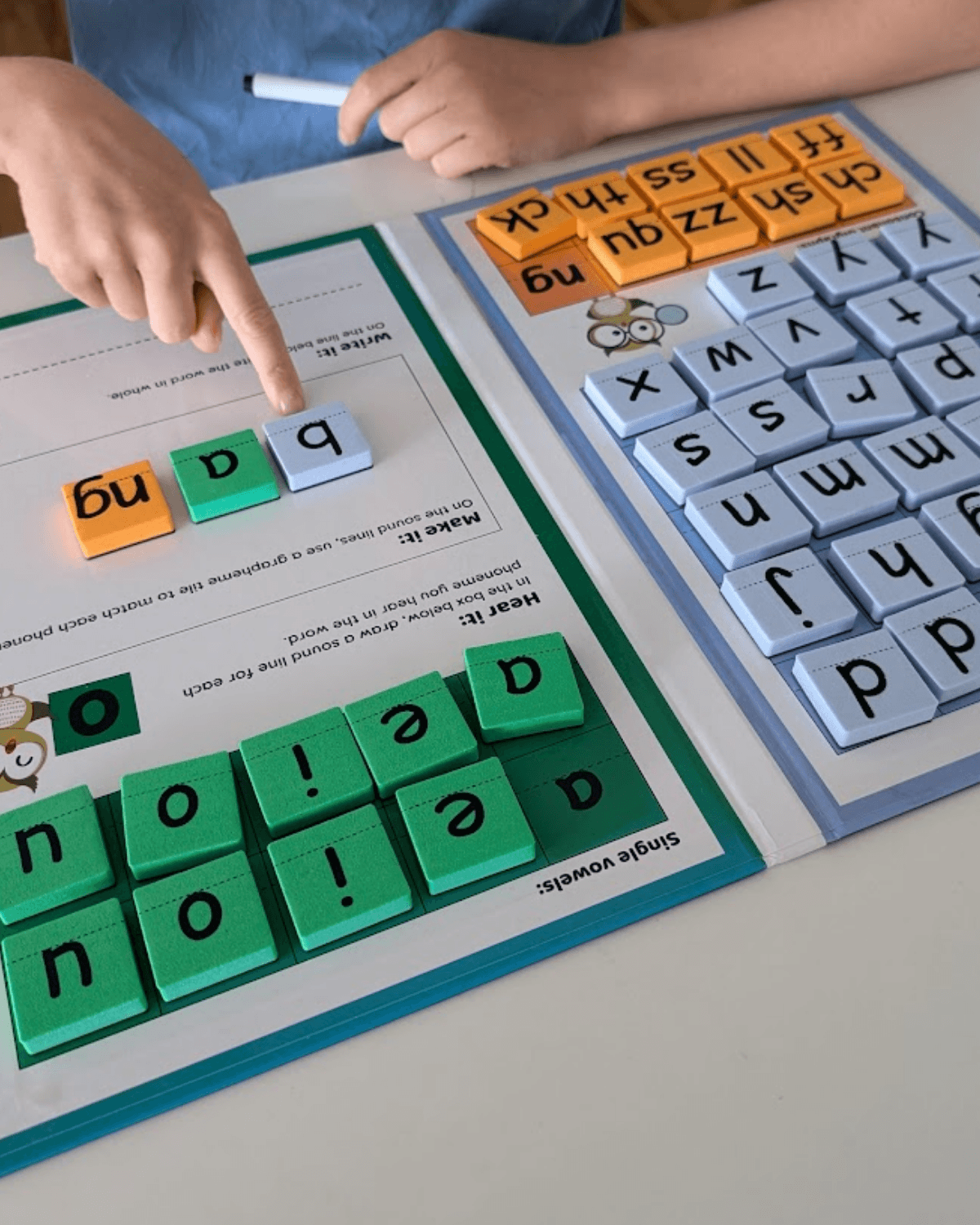 Powerful Vowels letter tile kit for phonics learning